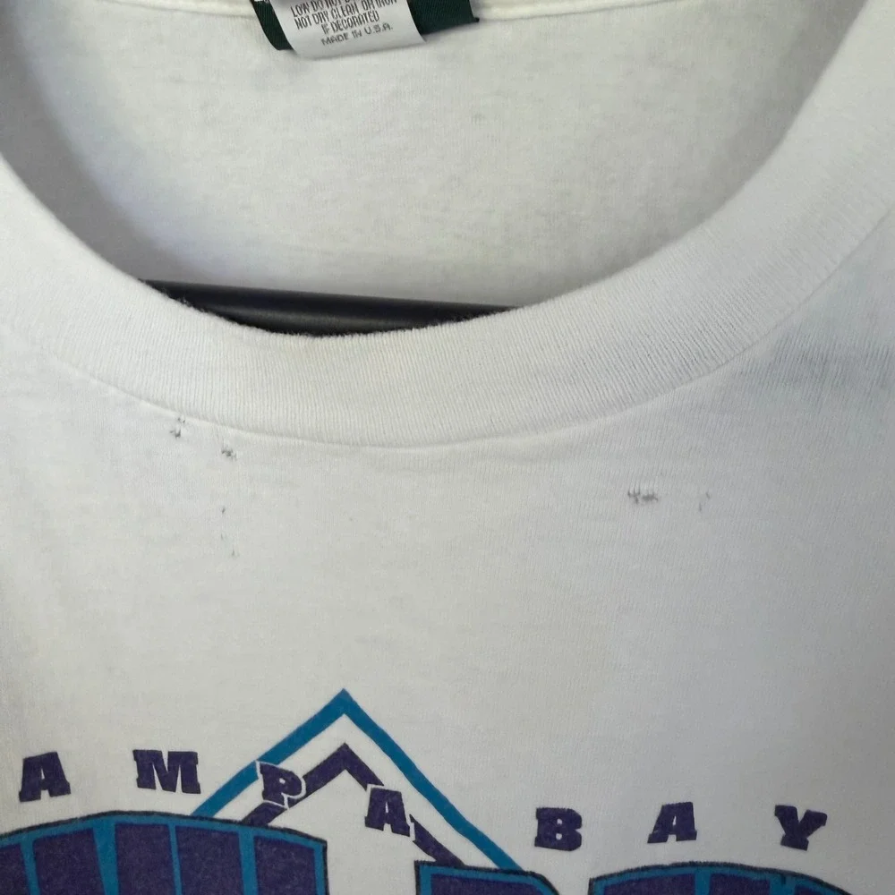 Vintage 1995 Tampa Bay Devil Rays Nutmeg T-Shirt XL‎ White MLB Single Stitch USA